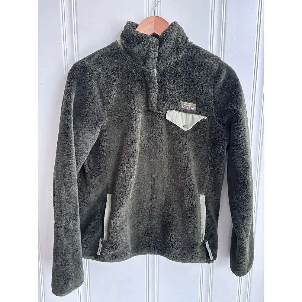 L.L Bean Quarter Snap Button Up Fleece Sweater Logo Women's XS Gorpcore Normcore